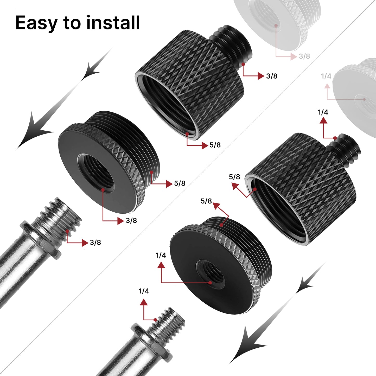 Adaptador de soporte de micrófono 8 piezas