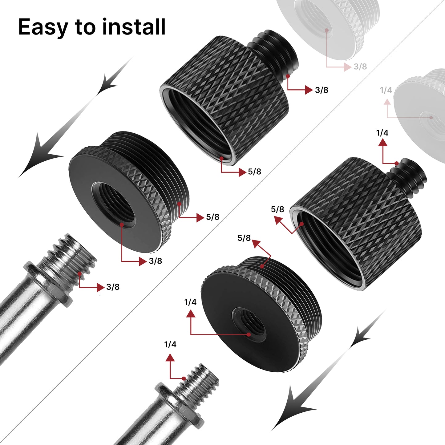 Mic Stand Adapter 8 Pieces