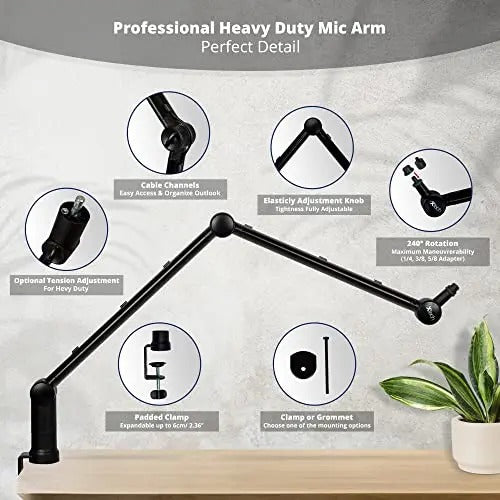 OpenBox Adjustable 360° Rotatable Microphone Boom Arm - ELEGANCE Model IXTECH