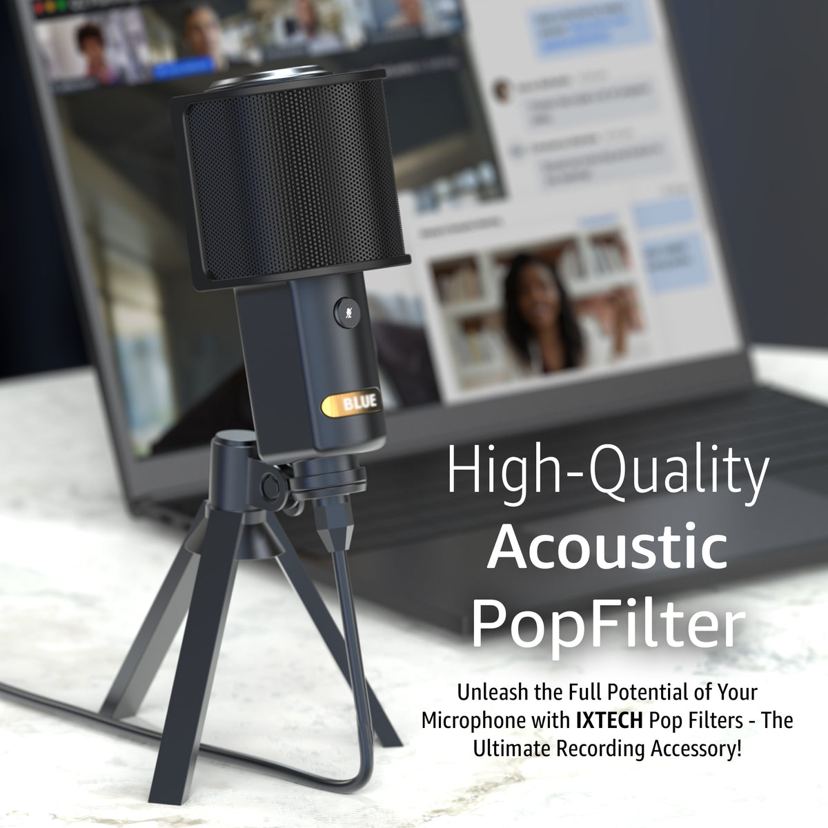 Pop Screen I-XTECH | Microphone Pop Filter, Mic Pop Screen with Metal Mesh and ...