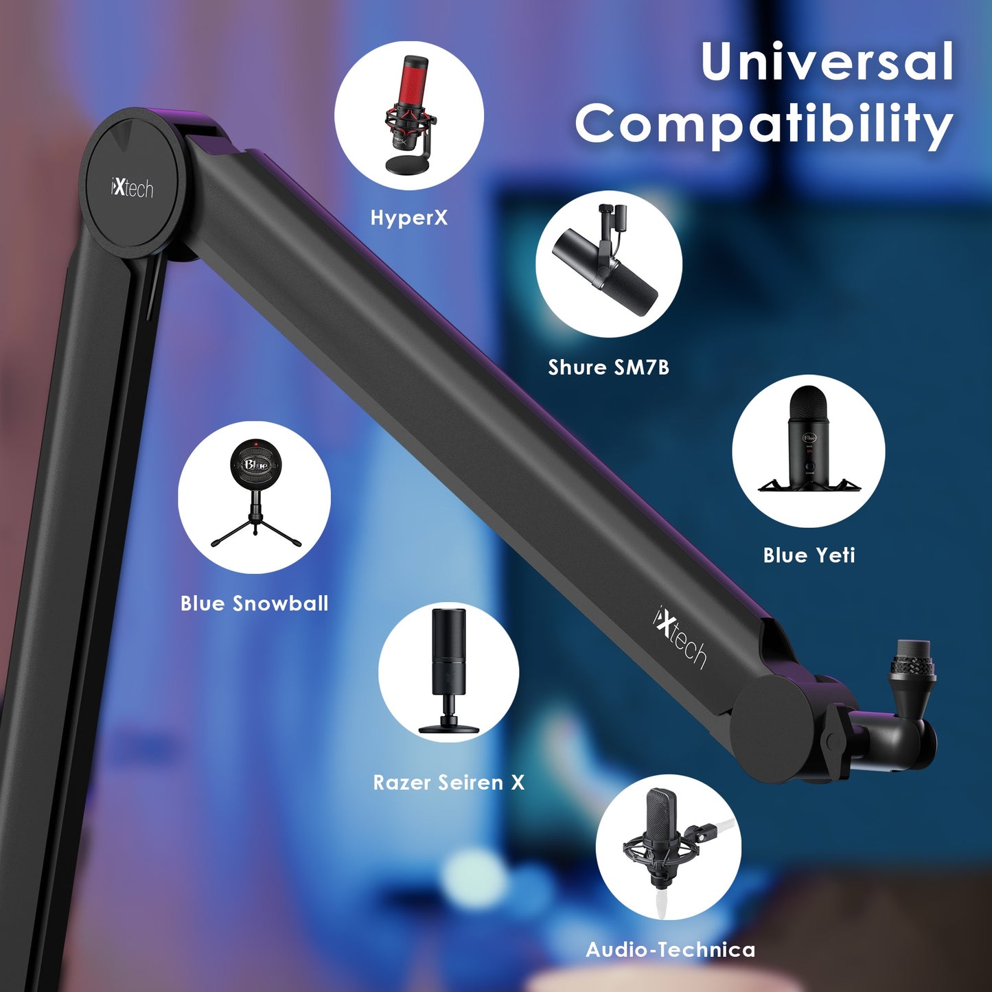 Adjustable 360° Rotatable Microphone Boom Arm - VALIANT Model I-XTECH